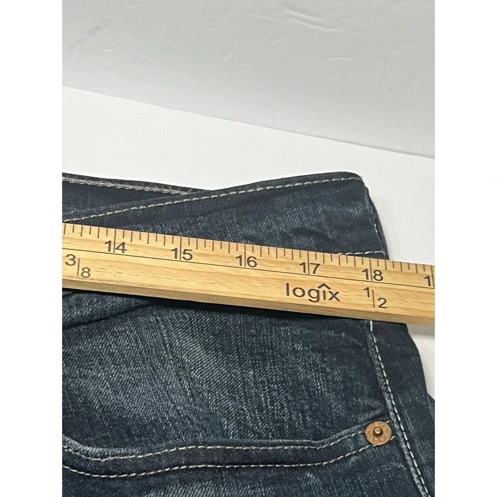 Levis 505 Jeans Mens 34X29 Blue Straight Leg Distressed Dark Wash 5 Pocket Denim